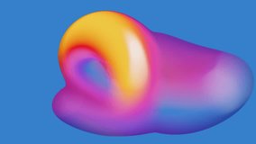 Looping 3D animation. An abstract multicolored flowing bubble that changes shape and colors, isolated on a blue background - Powered by Shutterstock - Get 15% off with code: PIKWIZARD15