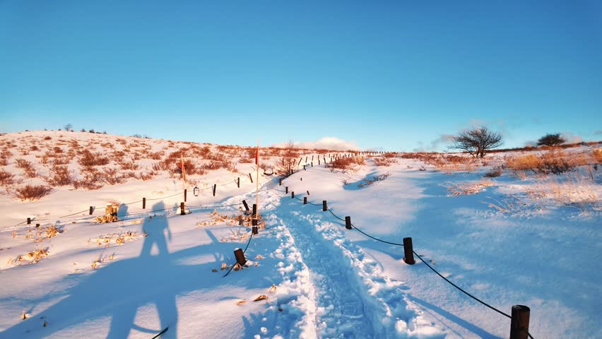 Kirigamine Plateau in the snow-capped Yatsugatake mountain range in Japan