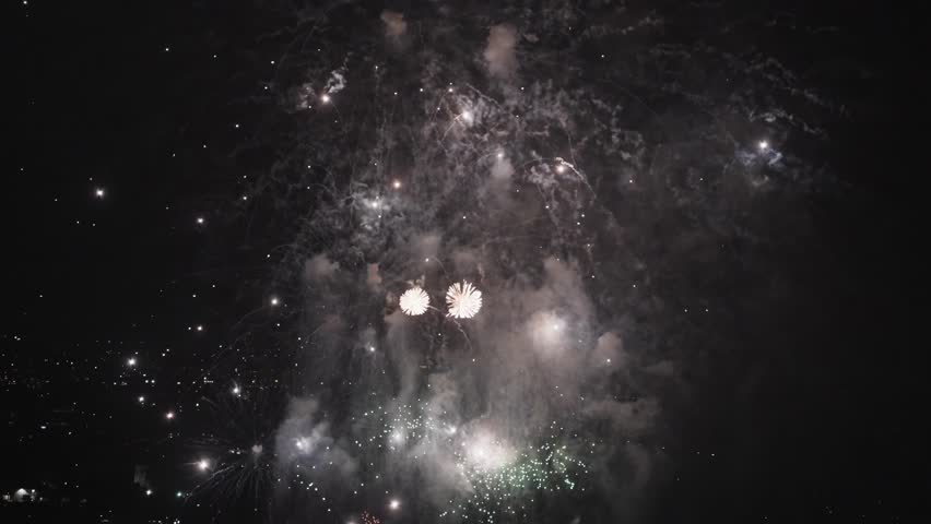 Sparkling Fireworks Illuminate the Night Sky on New Year