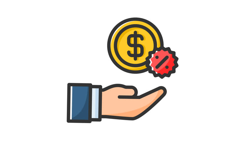 Animated commission with money and worker sign. Suitable for finance, marketing, strategy, website, business, advertising, analysis, seo, promotion, campaign, advertisement, networking and company