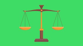 Traditional weight scale balance animation or justice law scale symbol on green screen background - Powered by Shutterstock - Get 15% off with code: PIKWIZARD15
