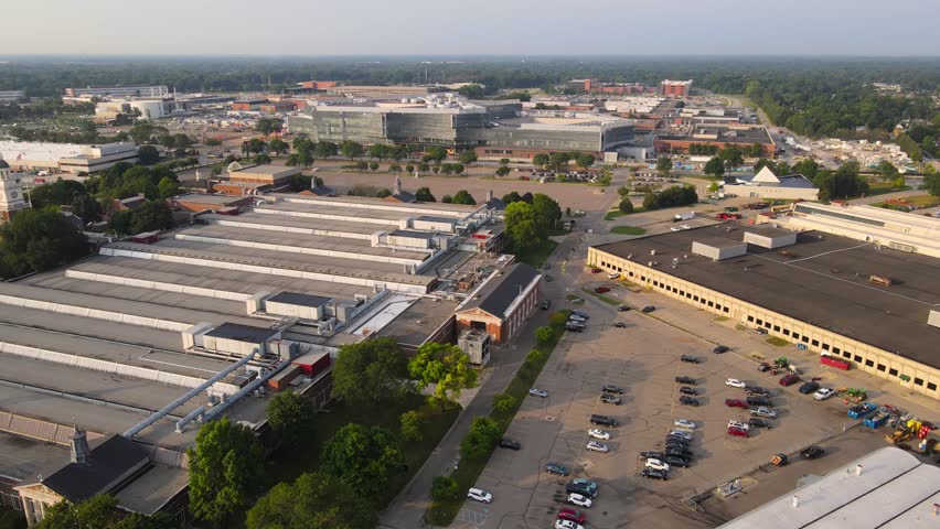 Aerial View of Ford Headquarters and Surrounding Industrial Complex in Dearborn