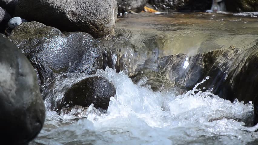 fast flowing river water and river stones