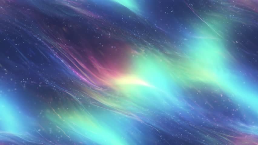 Abstract aurora northern lights seamless looped texture background, cosmic energy neon flow, arctic cold gamma, space nebula gas cloud, diagonal motion