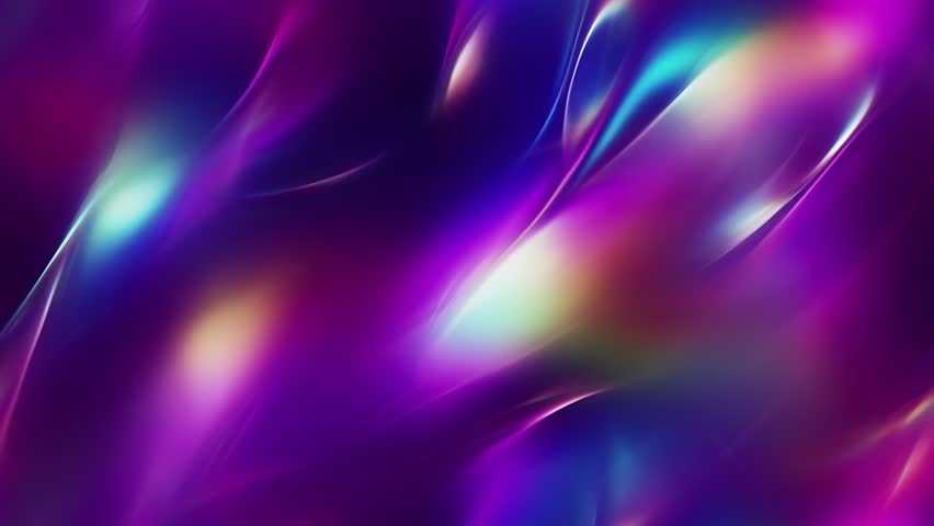 Vibrant fluid drapery holographic abstract seamless looped background texture with soft neon colors and liquid forms.