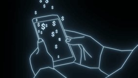 Two hands holding a smartphone displaying a glowing dollar sign, on a black background - Powered by Shutterstock - Get 15% off with code: PIKWIZARD15