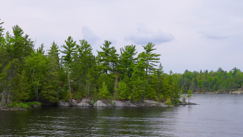 The beautiful Rainy Lake and forests of Voyageurs National Park in northern Minnesota along the border of Canada.