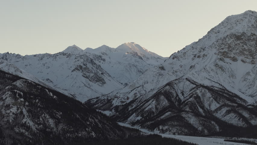 Majestic Rocky Mountains Near Silver City At The Kluane National Park In Yukon Territory, Canada. Aerial Wide Shot