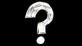 Question mark animation in doodle style on a black screen. Stock video with a concept of confusion. Hand-drawn question mark icon in 4K with an alpha channel. - Powered by Shutterstock - Get 15% off with code: PIKWIZARD15