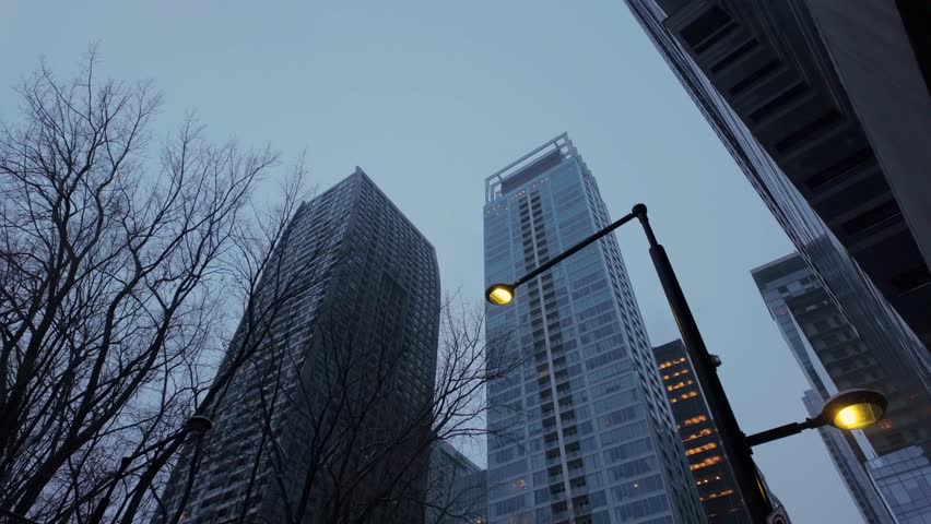 Downtown Montreal Skyscrapers, Upward View of Office Buildings