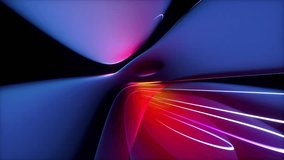 3d video animation of 3d background with part of surreal flower in curve wavy organic lines forms in deformation process in dark translucent matte plastic material with purple neon laser round stripe - Powered by Shutterstock - Get 15% off with code: PIKWIZARD15