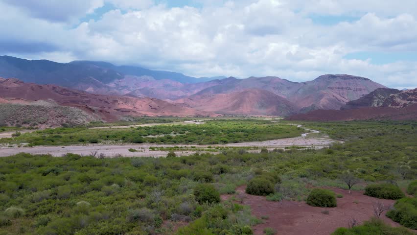 Red Mountains of Quebrada de las Conchas on Summer Salta, Argentina