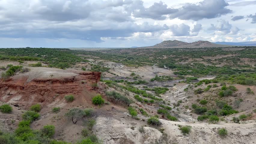 Olduvai Gorge or Oldupai Gorge panorama in Ngorongoro Conservation Area in Tanzania.