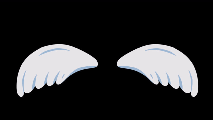 Angel wings from heaven and crown ring on top separated seamless loop each part, doodle pencil chalk animation sticker , on a transparent background, alpha	