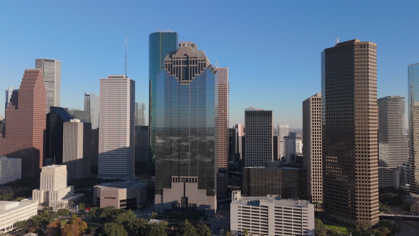 Breathtaking experience of viewing Downtown Houston from the air, where the stunning modern architecture and vibrant cityscape come together to create a remarkable sight. Houston, Texas, USA