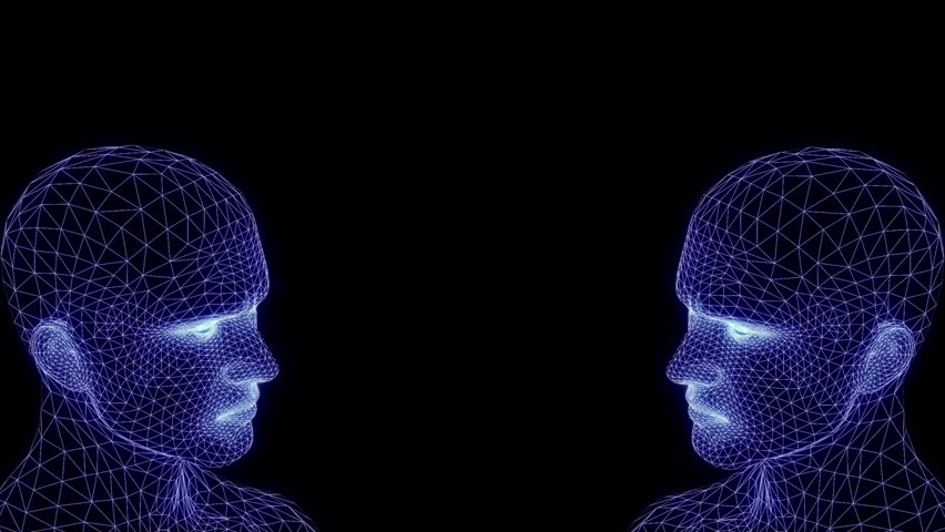 3D animation of a talking mesh head with glowing grid lines. Futuristic wireframe face simulating speech. Ideal for tech, sci-fi, digital interfaces, and virtual character concepts. - Powered by Shutterstock - Get 15% off with code: PIKWIZARD15