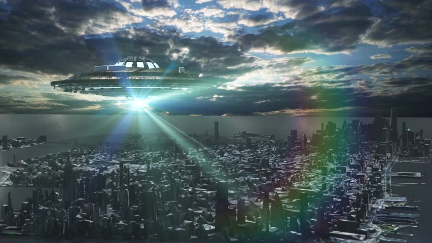 Massive UFO Hovering Over New York City

A giant UFO looms over New York City, casting an intense blue beam onto the futuristic skyline as thick fog creeps through the streets, creating a mysterious a