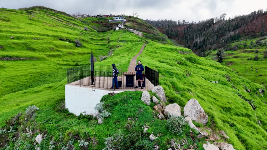 Slow Aerial Reveal Of The Dramatic Cliffside of Miradouro da Boa Morte in Ponta do Pargo, Madeira Island