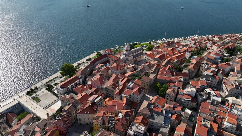 Aerial view of the Roman Catholic Diocese of Šibenik, Croatia.