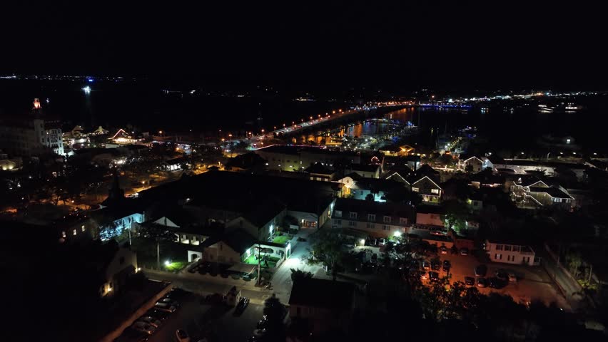 St. Augustine Florida Flagler College Campus Summer Sunset Sunrise Sunny Night Drone Aerial 4K