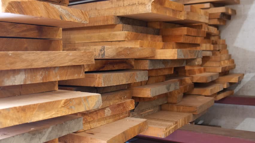 A stack of wooden lumber