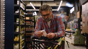 Senior man shocked by rising grocery prices while checking receipt - Powered by Shutterstock - Get 15% off with code: PIKWIZARD15