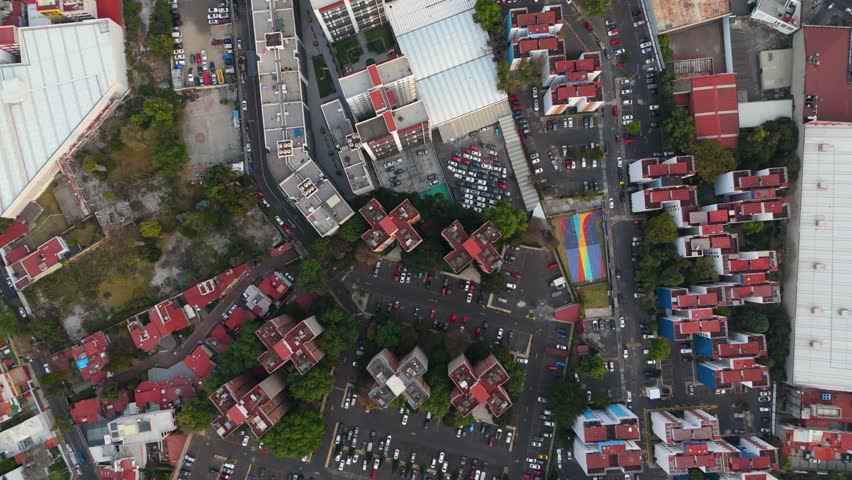 Overflying housing developments in Coyoacan, Mexico City