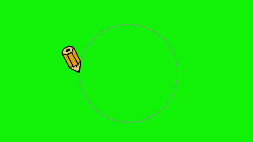 Circle thin line pencil movement looping animate on green background