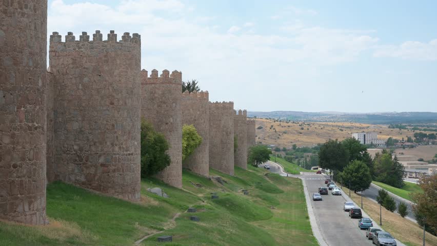 The medieval walls of Avila, Spain, which enclose the historic old town, are among Europe’s most impressive and hold UNESCO World Heritage Site status.