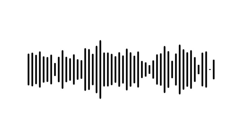 Black video footage of audio visualizer on white background. Abstract music waves oscillation. Futuristic sound wave visualization. Wave form Audio.Spectrum voice.