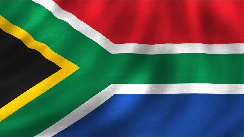 South Africa flag wavy animation with fabric texture. 4K quality footage