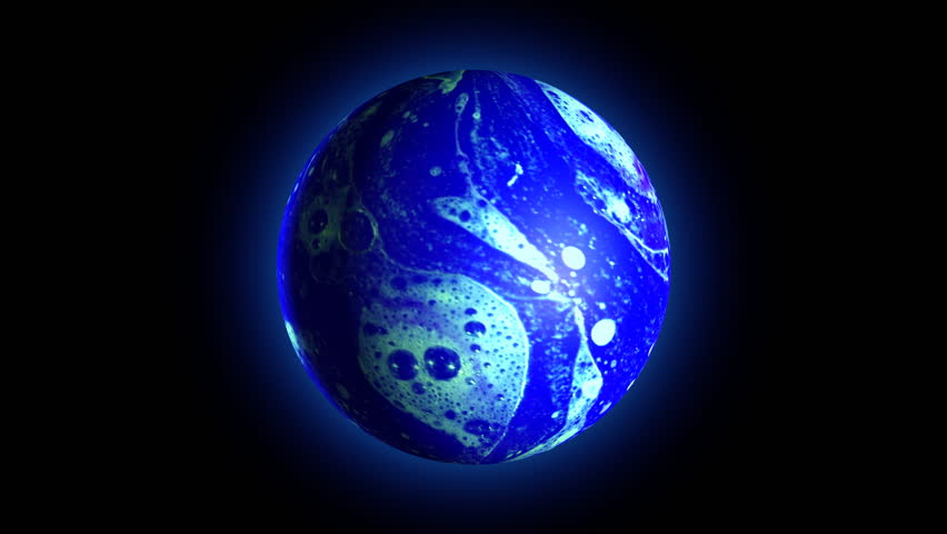 Strange alien world made of blue foam and soap suds. (Note: this clip doesn't