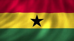 Ghana flag animation moving smoothly wavy with fabric pattern. 4K quality - Powered by Shutterstock - Get 15% off with code: PIKWIZARD15