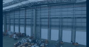 Warehouse with digital data animation overlaying logistics and inventory information. automation, technology, shipment, supply chain - Powered by Shutterstock - Get 15% off with code: PIKWIZARD15