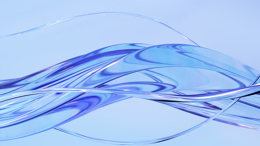 Abstract wave loop animation. 3D rendered background, flowing, fluid, twisted shapes with a glass and iridescent texture. Smooth gradient in light colors. Elegant live wallpaper and animated footage