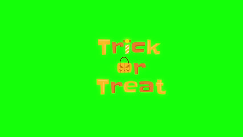 Spooky Halloween Atmosphere: Trick or Treat Animation with Scary Fonts, animation, green screen background.