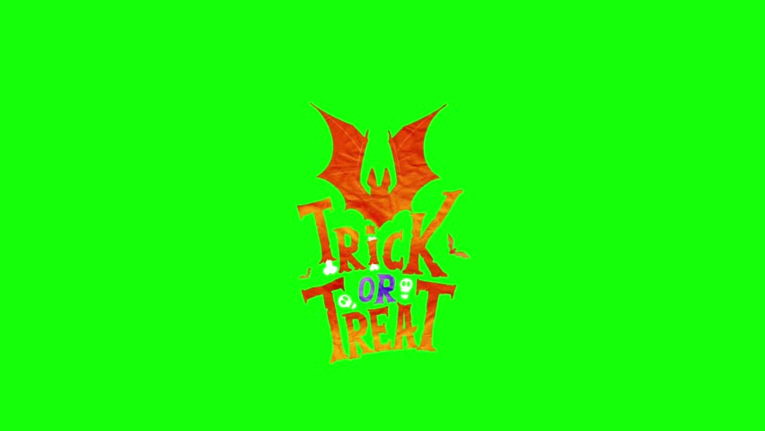 Spooky Halloween Atmosphere: Trick or Treat Animation with Scary Fonts, animation, green screen background.