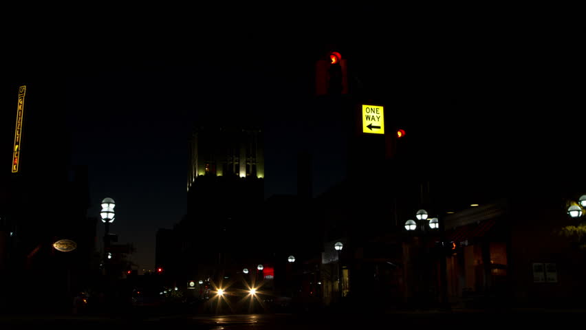 Dawn breaking over the city of Ann Arbor, Michigan, USA. Timelapse.