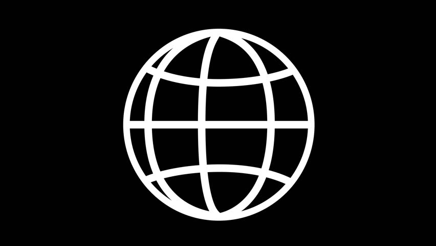 2d globe animated icon rotate 360 loop with alpha channel