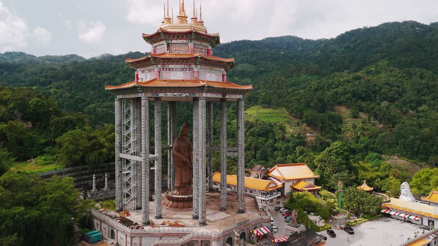 Kek lok si temple in Penang, Malaysia, a towering bronze statue of kuan yin, the goddess of mercy. Translation: Temple of Supreme Bliss