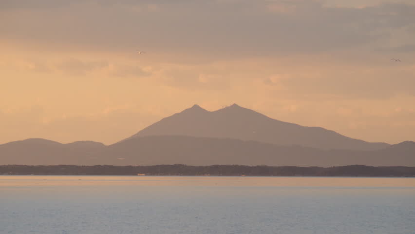 Lake Kasumigaura Mt. Tsukuba sunset No.2