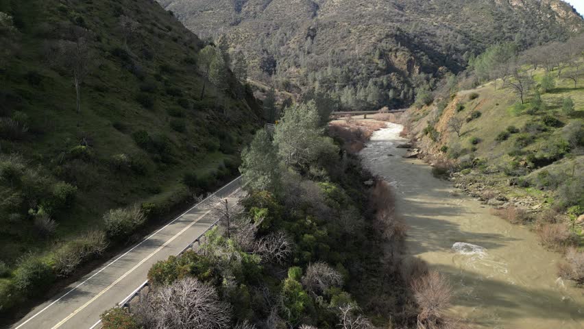 Soaring above Cache Creek, the drone provides a rare perspective of its winding journey through nature.
