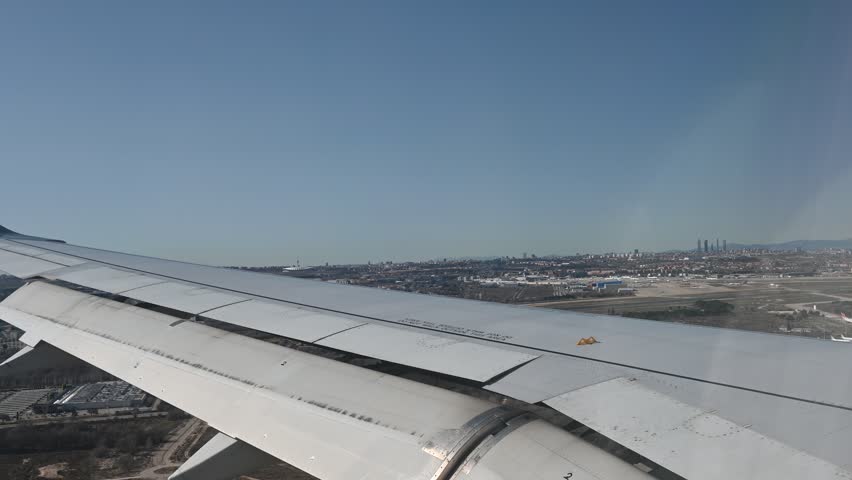 Barcelona,Spain;February,3,2025: Takeoff from El Pratt airport, Barcelona to Madrid and arrival in Madrid,Spain, aboard the Airbus A 320