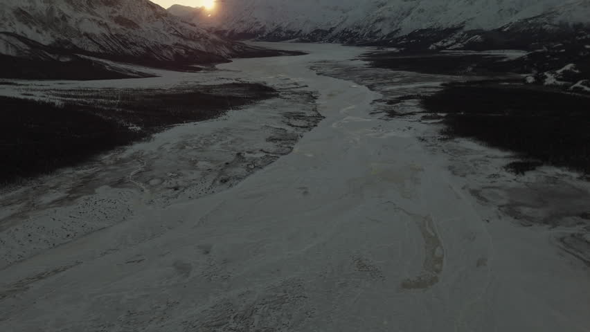 Tranquil Scene Of Mountains At Sunset In Silver City Near Kluane National Park and Reserve, Yukon, Canada. Wide Shot