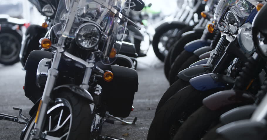 rows of motorcycles on display