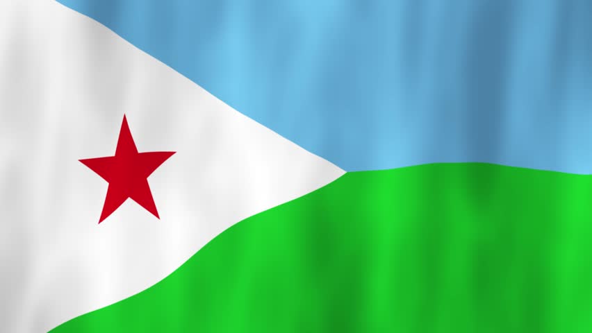 Djibouti flag country animation 3D symbol design waving in wind movement national patriotism world culture emblem banner Horn of Africa Somali red star blue green white