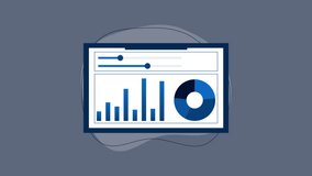 Business infographic displaying computer screen with bar chart and pie chart suitable for presentations, reports, websites, articles, social media. - Powered by Shutterstock - Get 15% off with code: PIKWIZARD15