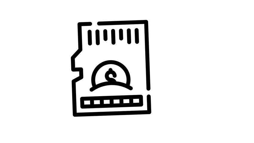 Memory card with dollar sign inside circle suitable for financial and business concepts, banking, savings, investments, digital currency, or technology themes.