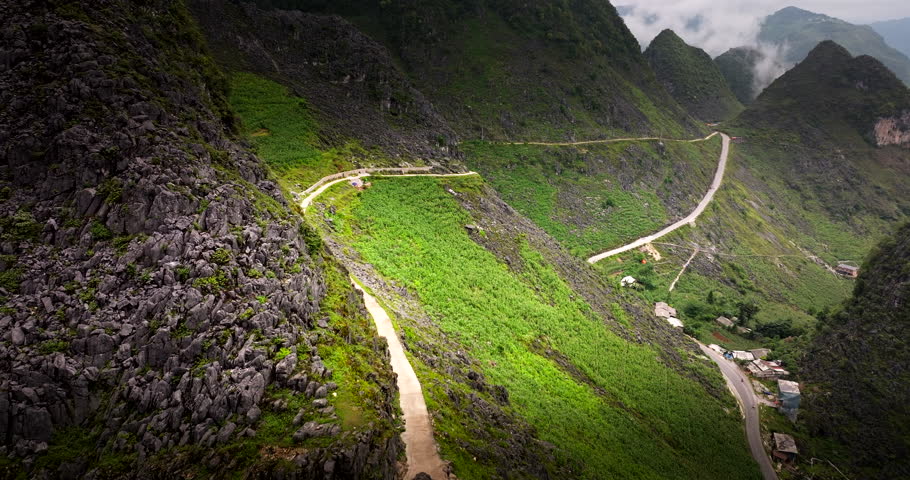 Breathtaking Views At Quan Ba Heaven Gate In Quan Ba District, Ha Giang Province, Vietnam. Aerial Drone Shot