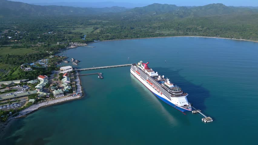 Carnival Cruise Ship Docked In Amber Cove Terminal In Puerto Plata, Dominican Republic. - aerial